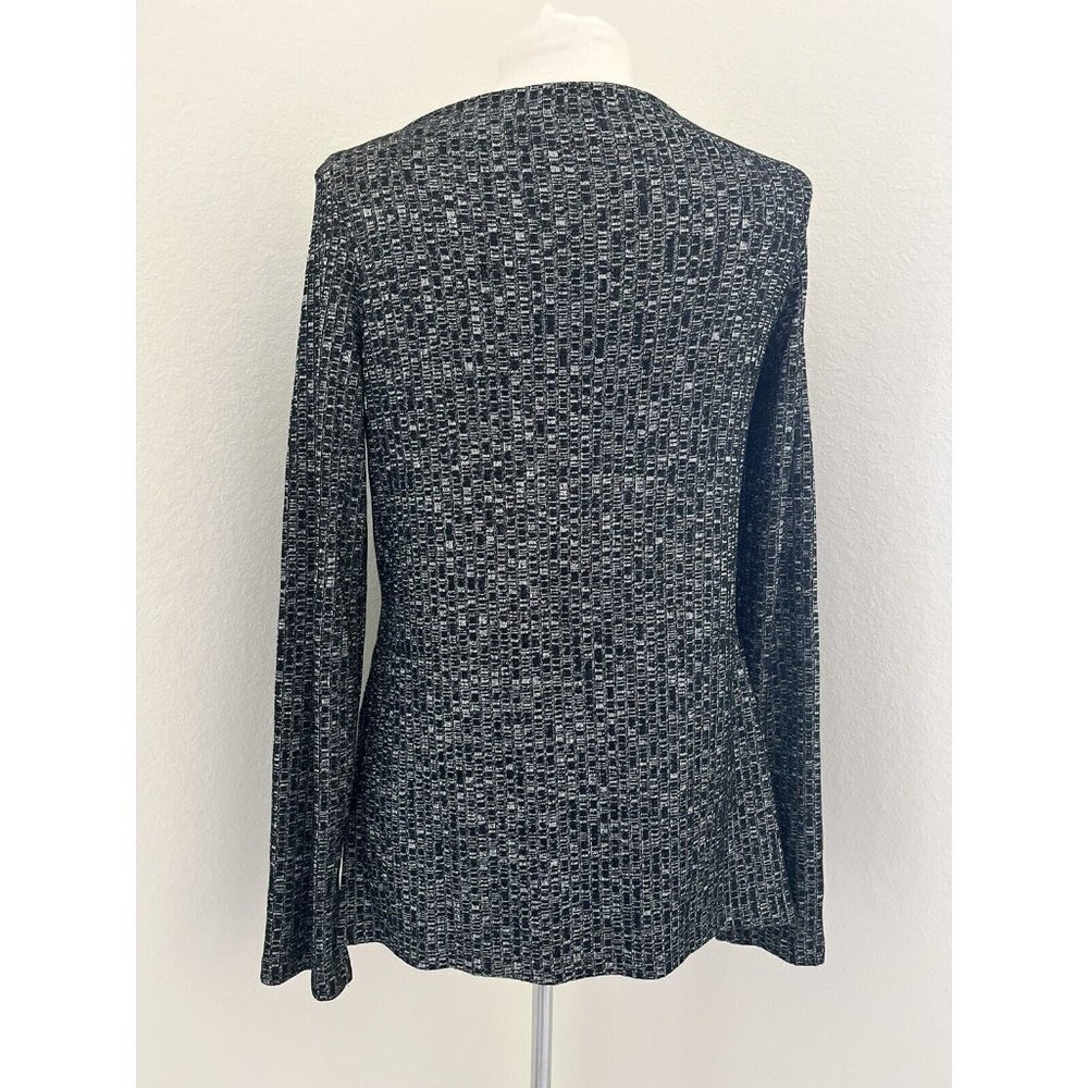 Zara Women's size medium top boat neck side vents New knit black & gray - Picture 6 of 6